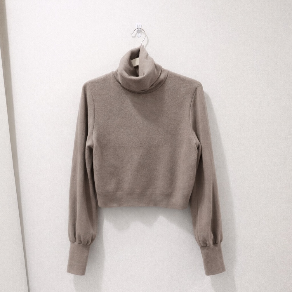 Wilfred Taupe Cropped Turtleneck Sweater